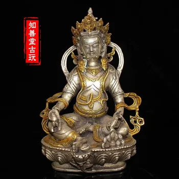 Антиквариат, коллекция бронзы, латунь с серебряным покрытием, непальский Будда, тибетский Будда Гуаньинь, Хуан Кайшен