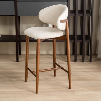 Барные стулья из массива скандинавского дерева, барная мебель, спинка высокого стула, креативный дизайн, роскошные барные стулья для гостиной в