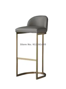 Барный стул Nordic, легкий, роскошный современный барный стул, барный стул из золотистого железа, простая спинка, табурет с высокими ножками.