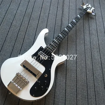 Белая бас-гитара 4003; хромированная фурнитура;