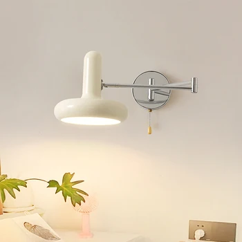 Белый настенный светильник с коромыслом, светодиодная прикроватная лампа для спальни, креативный телескопический настенный светильник для чтения в гостиной