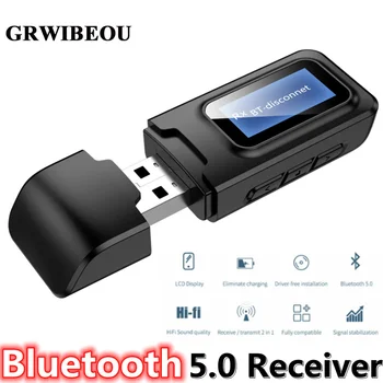 Беспроводной Bluetooth 5.0 Адаптер аудиоприемника-передатчика с ЖК-дисплеем EDR 3,5 ММ AUX USB для автомобильного ПК, наушников, телевизора