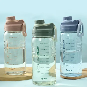 Бутылка для холодной воды для фитнеса большой емкости, Спорт на открытом воздухе, Ручной Объемный стакан со шкалой, Подарочный Пластиковый стакан для воды
