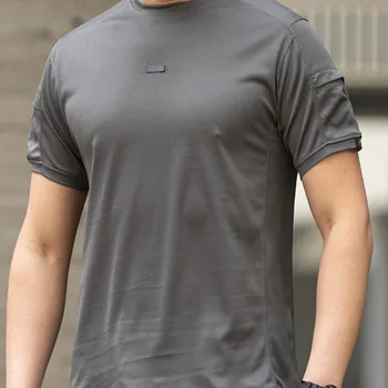 Быстросохнущая мужская летняя тактическая верхняя одежда с коротким рукавом и футболка с карманом