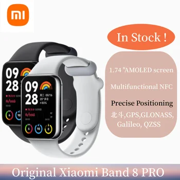 в наличии ！Смарт-браслет Xiaomi Mi Band 8 Pro с 1.74 AMOLED экраном Miband 8 Pro для измерения уровня кислорода в крови, фитнес-трекер, NFC, GPS, частота сердечных сокращений
