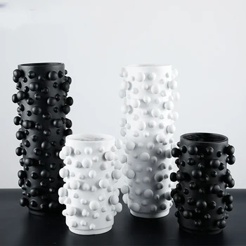 Ваза из смолы, черно-белые абстрактные точки, нерегулярно выступающие поделки из смолы, украшения для организации хранения, Декоративная ваза для цветов