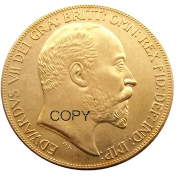 великобритания 1902 5 фунтов - монеты Эдуарда VII, позолоченная копия монеты