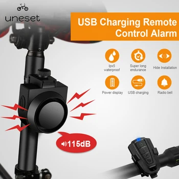 Велосипедный звонок Uneset USB, перезаряжаемый Велосипедный Электрический гудок MTB, Дистанционное управление дорожным велосипедом, Противоугонная сигнализация, Аксессуары для велоспорта