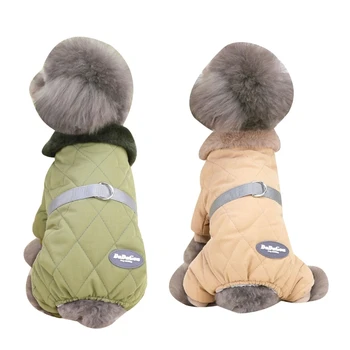 Ветрозащитные комбинезоны для щенков с тяговым крючком, зимние теплые куртки с подкладкой для домашних животных, новые