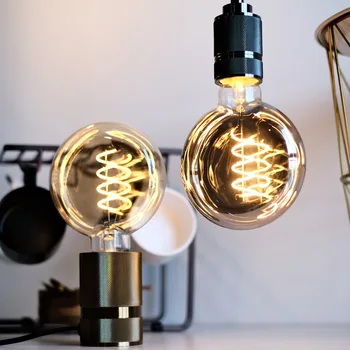 Винтажная светодиодная лампа TIANFAN Edison специальной формы Спиральная светодиодная нить накаливания 4 Вт с регулируемой яркостью 110 В 220 В Декоративная лампочка