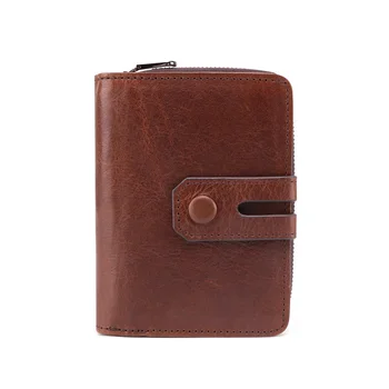 Винтажный мужской кошелек RFID из натуральной кожи с карманом для монет, короткие кошельки для держателей карт, мужской кошелек, сумка для денег, качество