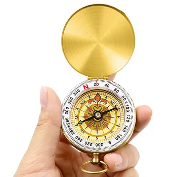 Высококачественный карманный Латунный Золотой компас для походов, портативный Навигационный компас для активного отдыха