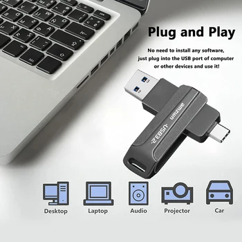 Высокоскоростной USB-накопитель USB3.2, широко совместимый 2-в-1, USB-накопитель Type-C OTG, Срок службы корпуса Водонепроницаемый