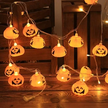 Гирлянды из тыквы, 20 светодиодных гирлянд на Хэллоуин, гирлянды для Сада, домашнего декора, уличного фонаря, декора для вечеринки на Хэллоуин