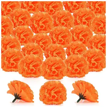 Головки цветов календулы оптом, 100 шт. Головки для гирлянд, Шелковые цветы календулы, оранжевый