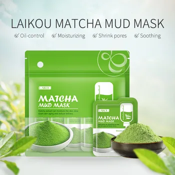 Грязевая маска LAIKOU Matcha, 5 г * 12, Контроль масла, Освежающая утонченность, глубокое очищение и увлажнение, средства по уходу за кожей, удерживающие влагу