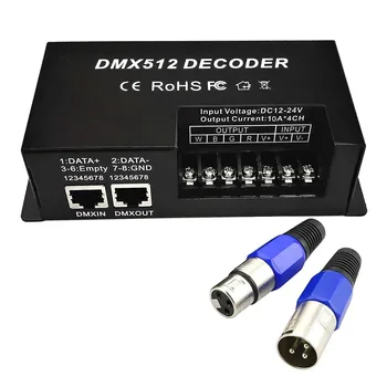 Декодер постоянного напряжения DMX512, 3-канальный RGB, 4-канальный RGB W декодер, светодиодный контроллер 3,4 *10A DC12-24V