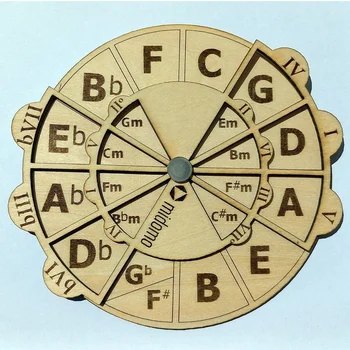 Деревянный мелодический инструмент Деревянный музыкальный диск С пятым кругом Для быстрого поиска комбинаций аккордов