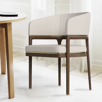 Деревянный обеденный стул белого цвета, нордическая кожа, современный подлокотник, кресло для гостиной, офис, спальня, Балкон, мебель для дома Sillas Comedor