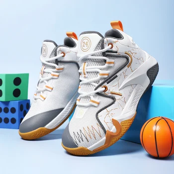 Детская баскетбольная обувь, новый стиль, спортивная обувь для мальчиков и девочек, модные кроссовки Kobes, дышащие баскетбольные туфли, детская обувь