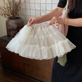 Детская одежда, юбка для девочек, осенняя новинка 2023 года, сетчатая пышная юбка-пачка для девочек в корейском стиле