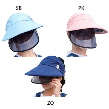 Детская шляпа с солнцезащитным козырьком, съемная защитная маска для лица с мультяшным кроликом, защита от пыли и ультрафиолета на открытом воздухе, защита от слюны, широкие поля Baseba