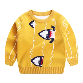 Детский свитер, Зимний свитер для мальчиков, детские толстые трикотажные рубашки-водолазки с высоким воротом, Детский пуловер Shark, свитер для мальчиков от 2 до 6 лет