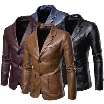 Дизайн мужской одежды, мотоциклетные байкерские мужские осенние новые повседневные винтажные кожаные куртки, пальто, карман на молнии, куртка из искусственной кожи, пальто