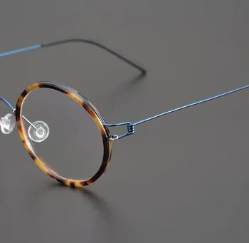 Дизайнерская оправа для очков, мужские титановые очки безвинтового действия, очки по рецепту, Оптическая оправа, женские круглые линзы для близорукости в стиле ретро