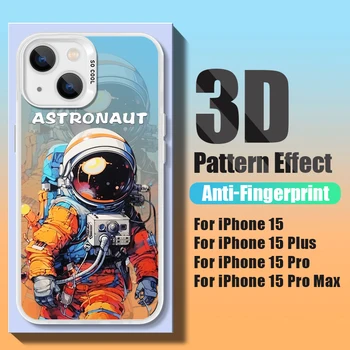 Для iPhone 15 Plus 14 Pro Max 13 12 11 Pro Креативный Лазерный Чехол Для Телефона с 3D Рисунком Астронавта, Противоударный Жесткий Чехол С Мягкими Краями