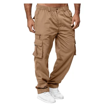 Европейские и американские мужские повседневные Свободные прямые брюки-карго с несколькими карманами, Уличные брюки, брюки для фитнеса