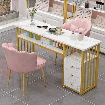 Европейский модный Маникюрный стол и набор стульев Двойные Маникюрные столы Салонная мебель Профессиональные Маникюрные столы для салонов красоты B