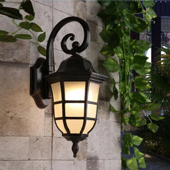 Европейский Уличный настенный светильник в стиле Ретро, сад, лампа на крыльце, Жилой балкон, Наружное водонепроницаемое освещение, лампа E27, Стеклянные светильники
