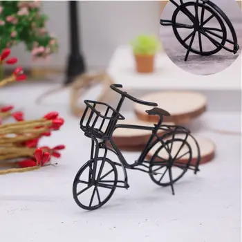 Железная Художественная модель велосипеда Винтажные Маленькие велосипедные миниатюры ручной работы Имитация Черной Миниатюрной Сцены