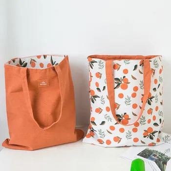 Женская двусторонняя холщовая сумочка, милая летняя холщовая сумка для покупок, Студенческая сумка для хранения