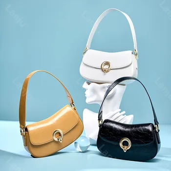 Женская сумка для пригородных поездок 2023 года, новая сумка из воловьей кожи под мышку, маленькая квадратная сумка через плечо, сумки во французском стиле в стиле ретро