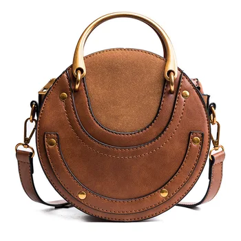 Женские круглые сумки через плечо из искусственной кожи XZAN 2023, дизайнерские дорожные сумки, модная сумка через плечо с заклепками, женские сумки-мессенджеры