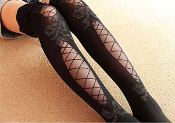 Женские сексуальные прозрачные кружевные экзотические носки, модные чулки в сеточку с подворотами до бедра, Колготки