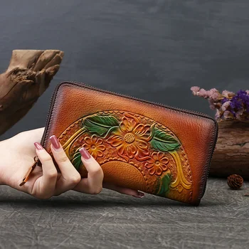 Женский длинный кошелек из натуральной кожи, кошелек-клатч, кредитная карточка, держатель наличных, женские сумки для денег из натуральной кожи на молнии