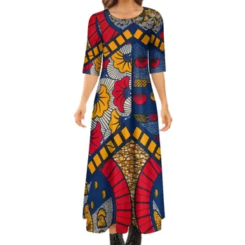 Женское платье с принтом и рукавами в семь точек, летняя крутая ткань, длинное платье в африканском стиле для вечерней вечеринки