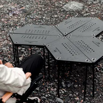 За пределами кемпинга Разнообразие форм Сращивание Шестиугольного стола Маяк из алюминиевого сплава Складной Легкий Стол для пикника похода барбекю