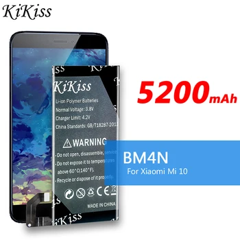  Замена аккумулятора телефона KiKiss емкостью 5200 мАч BM4N для аккумуляторов Xiaomi Mi 10 5G Mi10 Bateria