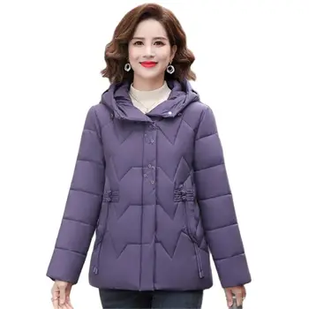 Зимняя куртка с хлопчатобумажной подкладкой из гагачьего пуха, женская мода 2023 года, верхняя одежда с капюшоном, однотонное пальто на потайной молнии, женское пальто