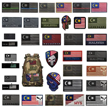 Значок с флагом Малайзии серии Military Fan, отражающий инфракрасное излучение, Черный свет, рюкзак из 3DPVC, декоративные наклейки, нашивка на заказ