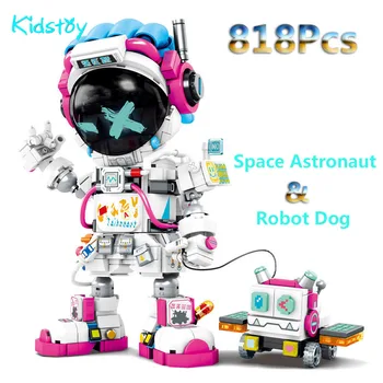 Идеи KidsToy Космический Астронавт и робот-собака Модель MOC Строительные блоки Аэрокосмическое украшение Модные Сборочные Кирпичи Подарок для мальчиков