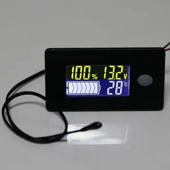 Измеритель емкости аккумулятора, напряжения с сигнализацией и датчиком внешней температуры, температурный монитор, измеритель литиевой батареи KXRE