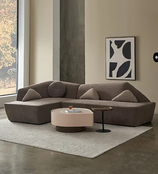 Итальянский минималистичный и роскошный тканевый диван, мебель для гостиной, скандинавский дизайнерский L-образный диван