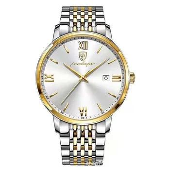 Кварцевые часы Мужской стальной браслет светящийся календарь Модные роскошные мужские часы для отдыха и бизнеса