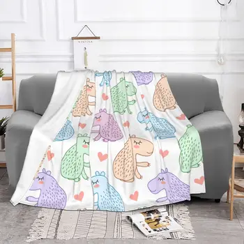 Клетчатые одеяла с рисунком Капибары из кораллового флиса, плюшевое Зимнее Красочное Портативное мягкое одеяло для дома, спальни, плюшевое Тонкое одеяло