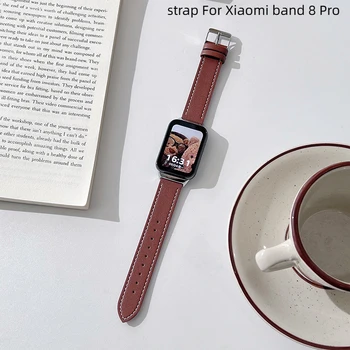 Кожаный ремешок для Xiaomi band 8 Pro, сменный браслет, ремешок для спортивных часов для Mi band 8 pro, ремешок Correa, ремень для смарт-часов.